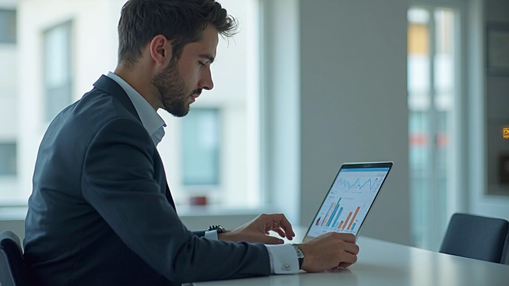 Аналитик данных анализирует большие объемы информации на компьютере